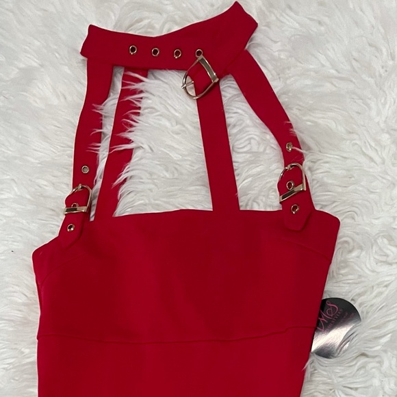 Hot Miami Styles Red Halter dress size small - New with tags - Picture 2 of 5